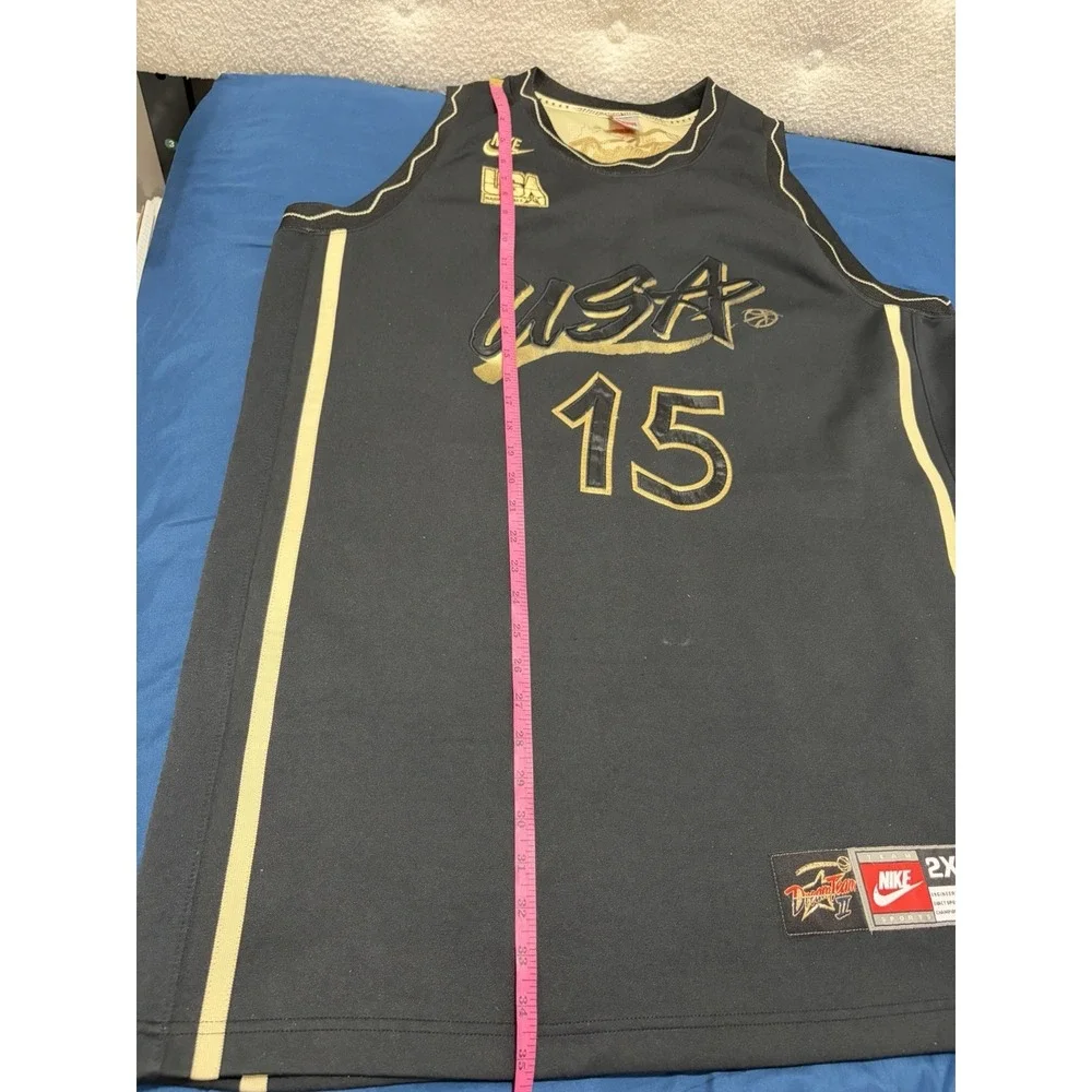 Vintage 1996 Authentic Nike USA Hakeem Olajuwon Basketball Jersey Black/Gold 2XL
